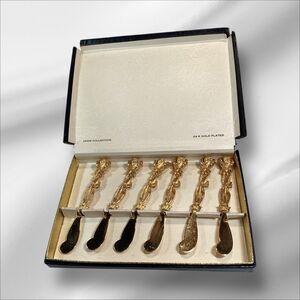 Janis Collection 6 24Kt Gold Plate Rose Appetizer Spreaders